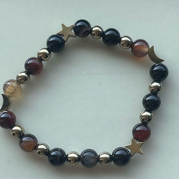 Sardonyx onyx carnelian ONE NEW stretch beaded bracelet natural stone crystal st - Picture 6 of 16